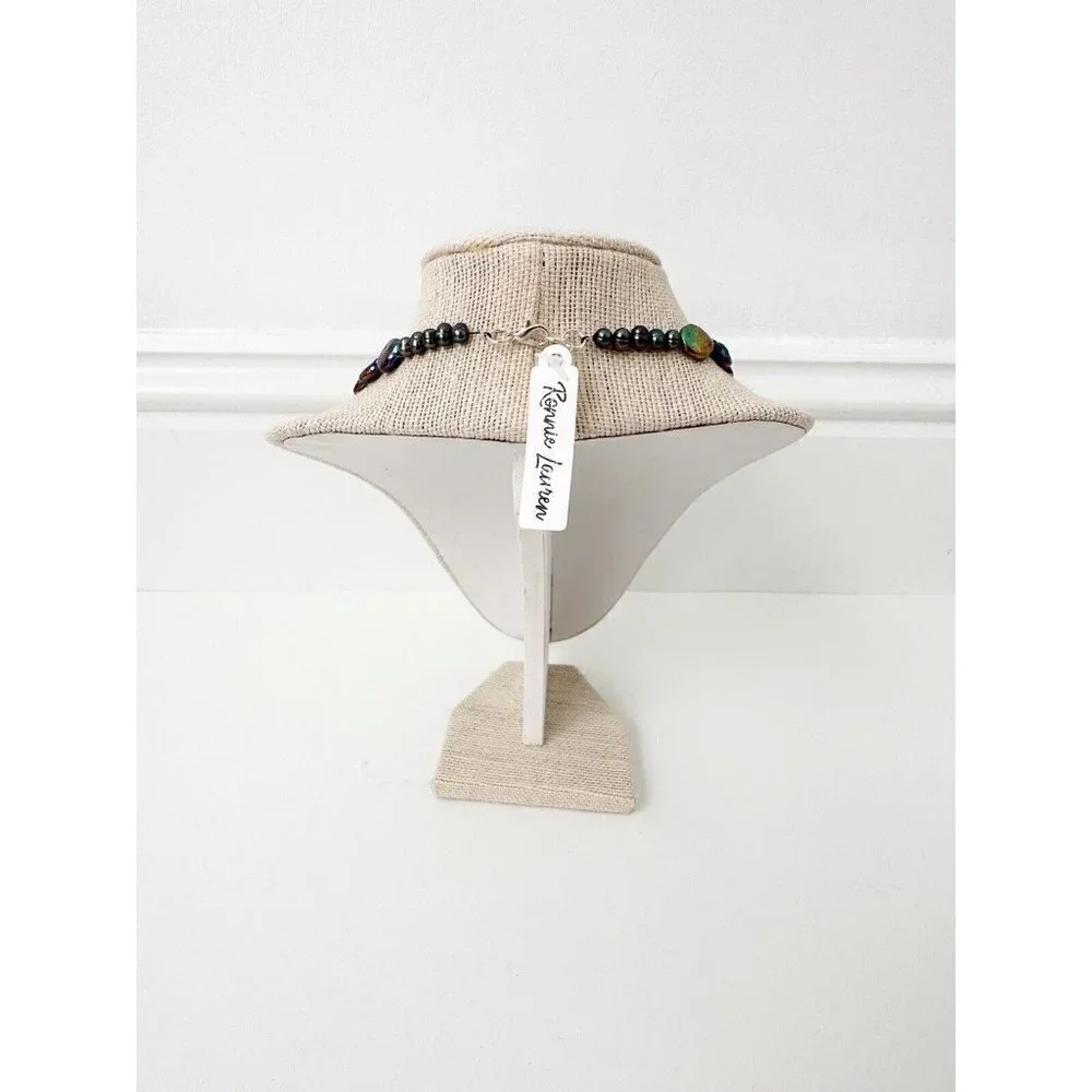 NWT Genuine Black & White Pearl Beaded Necklace - Picture 4 of 5